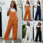 Retro Skinny Maternity Overalls – Adjustable Waist Casual Workwear Plus Size