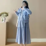 O81218 Maternity Cardigan Dress – Long Sleeve Striped Knit Spring/Autumn