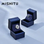 MISHITU Blue Leather Ring Box – Wedding & Proposal Jewelry Storage