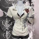 Slim Fit Retro Hot Girl Print T-Shirt – Women’s Summer Short Sleeve Top