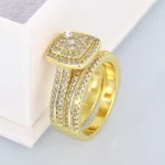 Huitan Double Stackable 2-Piece Women’s Gold Rings – AA Cubic Zirconia
