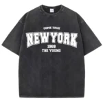 Women'S Cotton Washed T-Shirts All-Math Distressed Loose Short Sleeve Simple Letters Printing Tops Summer Street Female Clothes